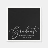Elegante White Script Black Graduation Party Serviette (Vorderseite)