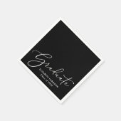 Elegante White Script Black Graduation Party Serviette (Ecke)