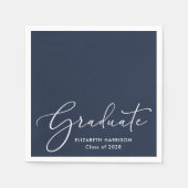 Elegante White Script Blue Graduation Party Serviette (Vorderseite)