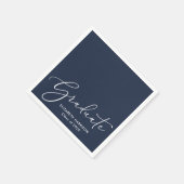 Elegante White Script Blue Graduation Party Serviette (Ecke)