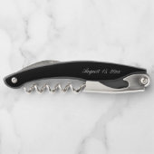 Elegante White Script Calligraphy Black Wedding Kellnermesser (Rückseite)