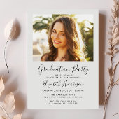 Elegante White Script Foto Graduation Party Einladung