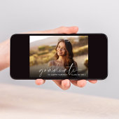 Elegante White Script Foto Graduation Party Einladung