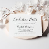 Elegante White Script Foto Graduation Party Einladung