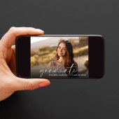 Elegante White Script Foto Graduation Party Einladung