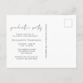 Elegante White Script Foto Graduation Party Einladungspostkarte (Rückseite)