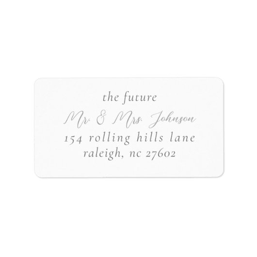 Elegante White-Script-Hochzeitsskripte-Rücksendead Adressaufkleber (Vorne)