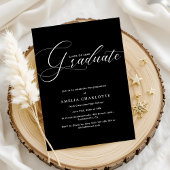 Elegante White Script Minimal Graduation Party Einladung