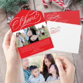 Elegante White Script Tear Away Foto Holiday Card All In One Einladung