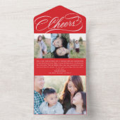 Elegante White Script Tear Away Foto Holiday Card All In One Einladung (Innen Boden)
