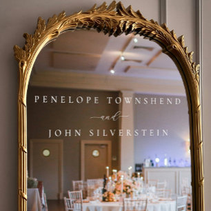 Elegante White Serif Couple Full Names Wedding Fensteraufkleber