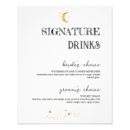 Elegante White Signature Drinks Hochzeitstipendium Fotodruck