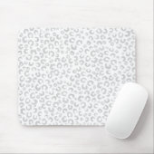 Elegante White Silver Glitzer Leopard Animal Print Mousepad (Mit Mouse)