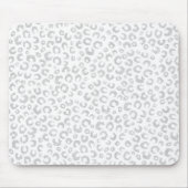 Elegante White Silver Glitzer Leopard Animal Print Mousepad (Vorne)