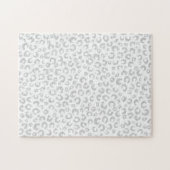 Elegante White Silver Glitzer Leopard Animal Print Puzzle (Horizontal)