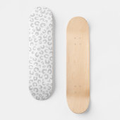 Elegante White Silver Glitzer Leopard Animal Print Skateboard (Vorderseite)