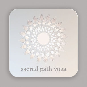 Elegante White Silver Lotus Blume Floral Mandala Quadratische Visitenkarte