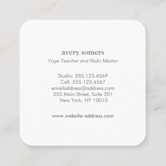 Elegante White Silver Lotus Blume Floral Mandala Quadratische Visitenkarte (Rückseite)