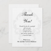 Elegante White/Silver Wedding Flat Dankeschön Kart Einladung (Vorne/Hinten)