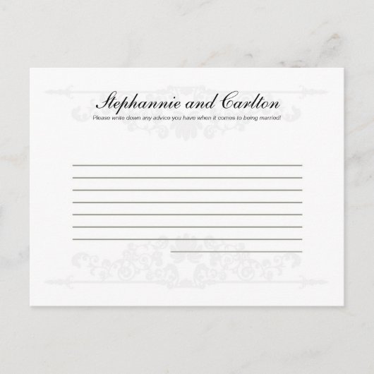 Elegante White/Silver Wedding Writable Advice Card Hinweiskarte (Vorderseite)