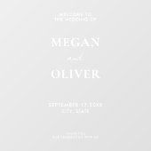 Elegante White Simple Wedding Willkommen Fensteraufkleber (Blatt)