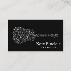 Elegante White Singer Music Voice Teacher Musical Visitenkarte