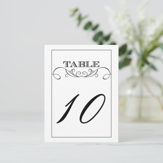 Elegante White Swirl Wedding Tischnummer Cards (Stehend Vorderseite)