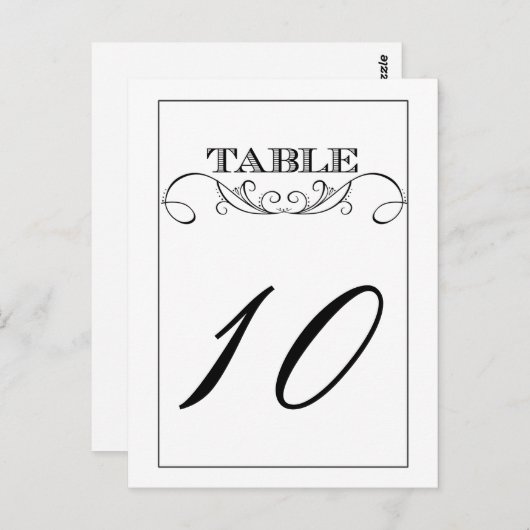 Elegante White Swirl Wedding Tischnummer Cards (Vorne/Hinten)