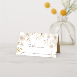 Elegante White Tan Blume Design Wedding Platzkarte