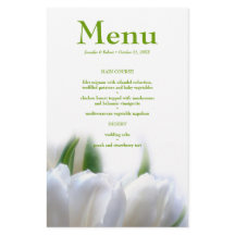 Elegante White Tulips Wedding Dinner Menu Card
