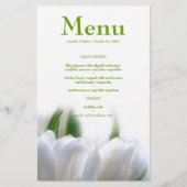 Elegante White Tulips Wedding Dinner Menu Card (Vorderseite)