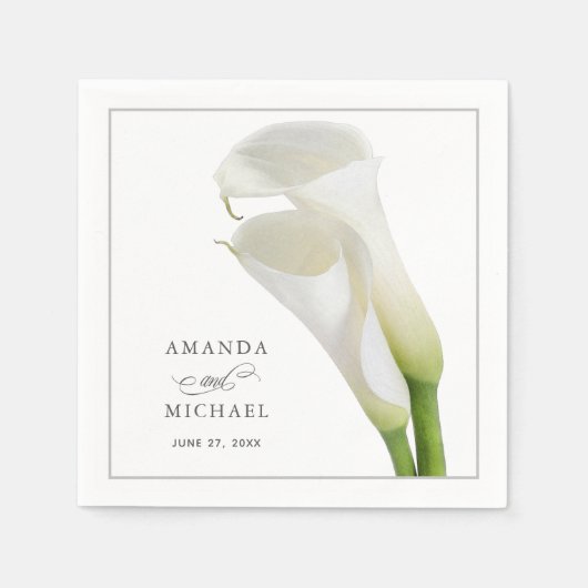 Elegante White Watercolor Calla Lilies Wedding Serviette (Vorderseite)