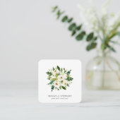 Elegante White Watercolor Floral Bouquet Quadratische Visitenkarte (Stehend Vorderseite)