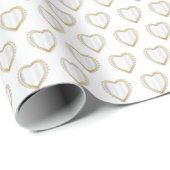 Elegante White Wedding Hearts Geschenkpapier (Rolleneckpunkt)
