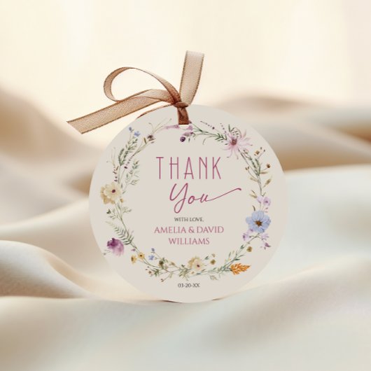 Elegante White Wildblume Babydusche Vielen Dank Geschenkanhänger