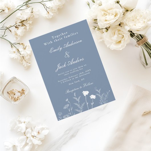 Elegante White Wildblume Periwinkle Wedding Invita Save The Date