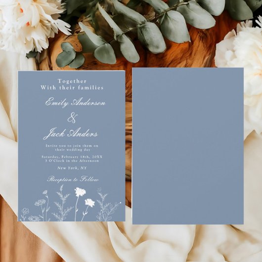 Elegante White Wildblume Periwinkle Wedding Invita Save The Date