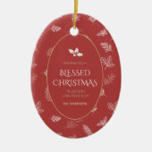 Elegante White Winter Blätter Red MIstletoe Keramik Ornament (Vorne)