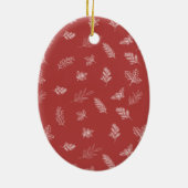 Elegante White Winter Blätter Red MIstletoe Keramik Ornament (Hinten)