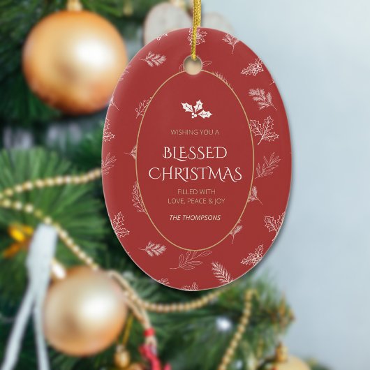 Elegante White Winter Blätter Red MIstletoe Keramik Ornament