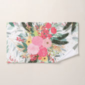 Elegante White Winter Floral & Gold Glitzer Punkte Badhandtuch Set (Handtuch)