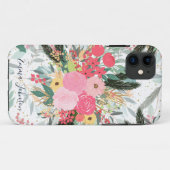 Elegante White Winter Floral & Gold Glitzer Punkte Case-Mate iPhone Hülle (Rückseite (Horizontal))