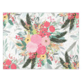 Elegante White Winter Floral & Gold Glitzer Punkte Tischdecke (Vorderseite (Horizontal))