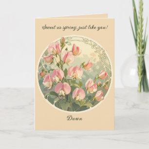 Elegante Wicke Geburtsmonatsblume Karte