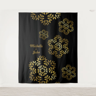 Elegante Widding Einladung schwarze und goldene Ma Wandteppich