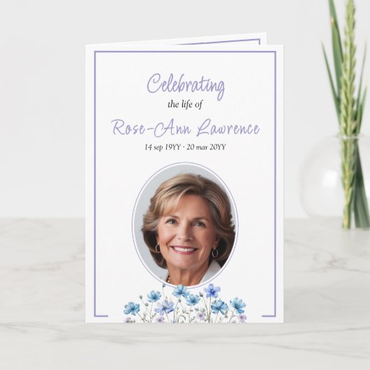 Elegante Wiesen-Blume-Beerdigung gefaltet Programm (Vorderseite)