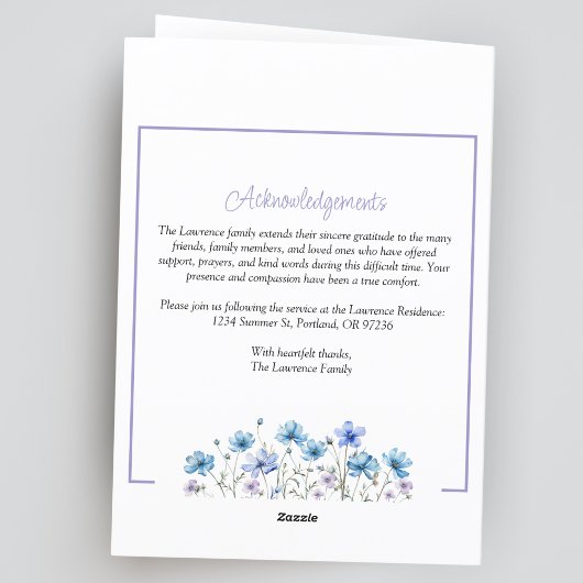 Elegante Wiesen-Blume-Beerdigung gefaltet Programm