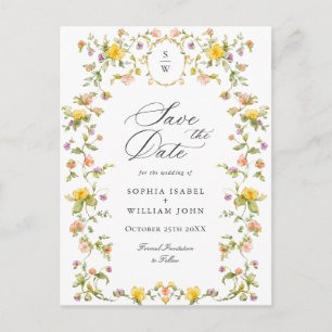 Elegante Wiesen-Wildblumen-Hochzeit Bitte vormerke Postkarte