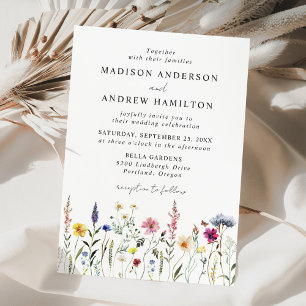 Elegante Wiesenhochzeit mit Wildblumen Einladung