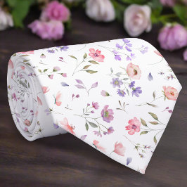 Elegante Wild Blume auf weißer Background Wedding Krawatte